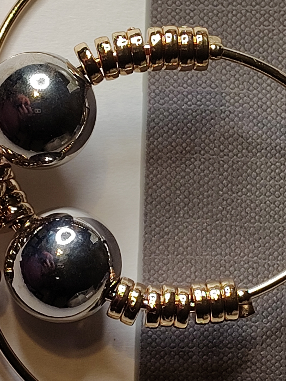 Daisy Fuentes Shiny Silver Hoop Earrings with Orb Accents - Picture 4 of 4